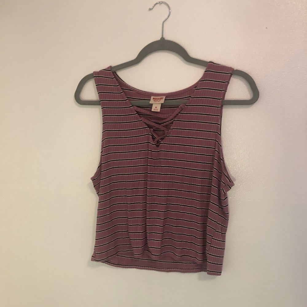 Purple and Black Striped Tank Crop Top